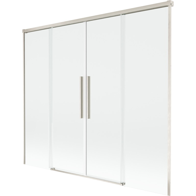 Mexen Rox dviejų dalių stumdomas vonios pertvaras 170 x 150 cm, permatomas, šlifuotas nikelis - 8C9-170-002-97-00