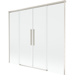 Mexen Rox dviejų dalių slydžios dušo sienelės 180 x 150 cm, skaidrios, šlifuotas nikelis - 8C9-180-002-97-00