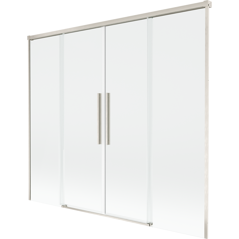 Mexen Rox dviejų dalių slankusis vonios ekranas 190 x 150 cm, permatomas, šlifuotas nikelis - 8C9-190-002-97-00