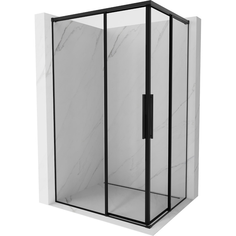 Mexen Rox Dviguba dušo kabina su stumdomomis durimis 120 x 95 cm, juodas rėmas, juoda - 8C2D-120-095-70-70