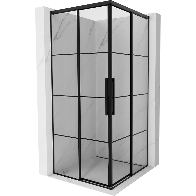 Mexen Rox Dviguba stumdomų durų dušo kabina 120 x 120 cm, juodas tinklelis, juoda - 8C2D-120-120-70-77