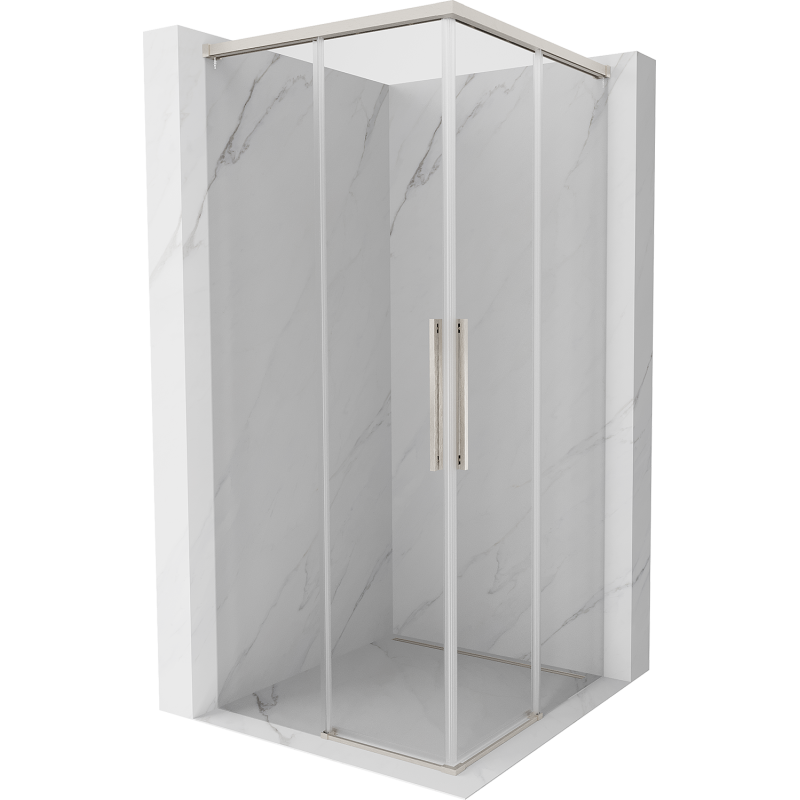 Mexen Rox Dviguba stumdoma dušo kabina 90 x 90 cm, skaidri, šepetėliu nikelis - 8C2D-090-090-97-00