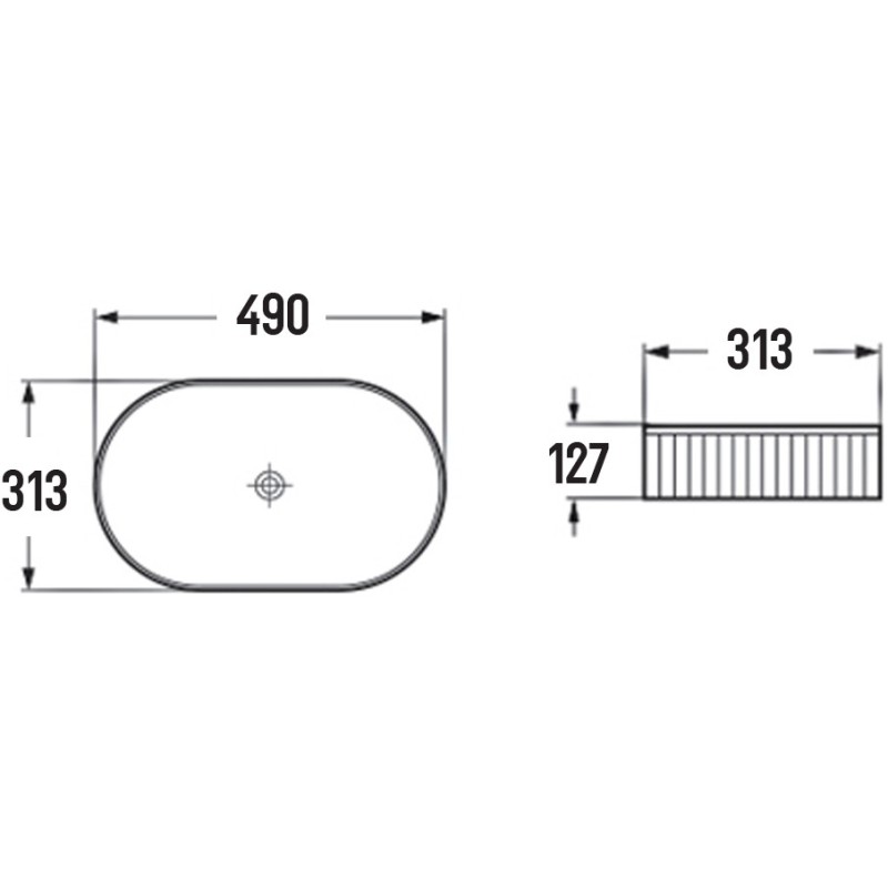 Mexen Grovo stalviršio kriauklė, rifliuota 49 x 31 cm, balta - 22304900