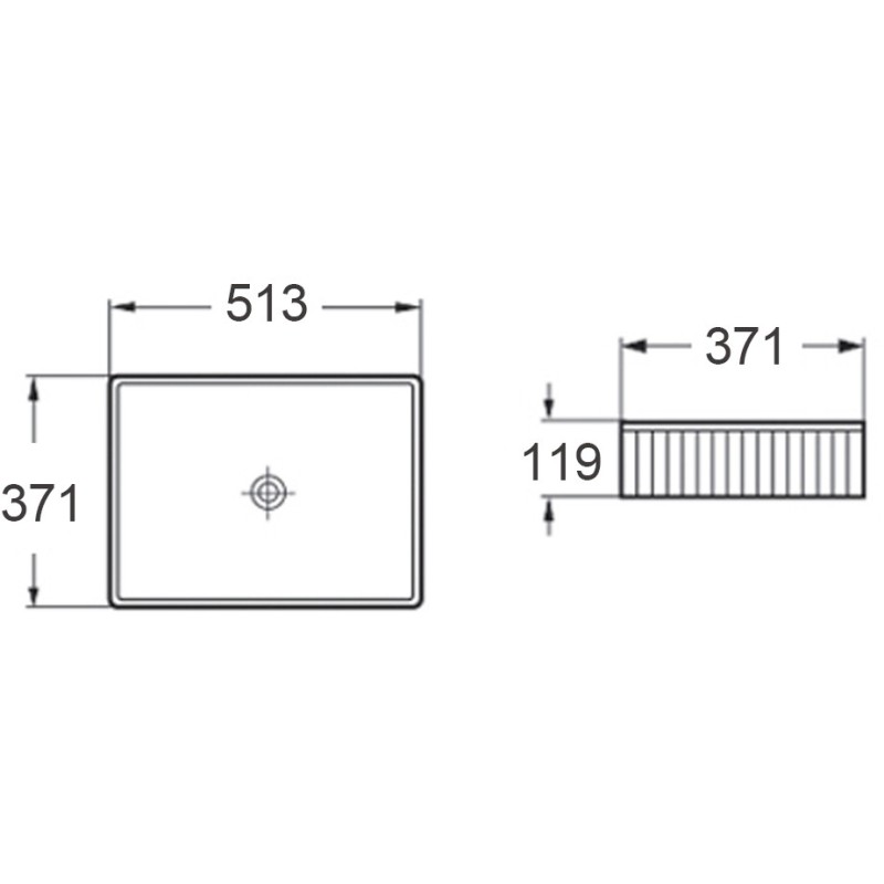 Mexen Grovo 51 x 37 cm ant stalviršio montuojamas rifliuotas praustuvas, baltas - 22305100
