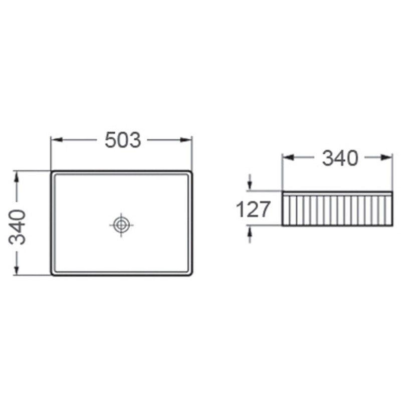 Mexen Grovo rifliuotas stalviršio praustuvas 50 x 34 cm, baltas - 22305000