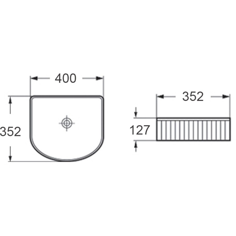 Mexen Grovo stalviršinis rieveluotas praustuvas 40 x 35 cm, juodas matinis - 22304085
