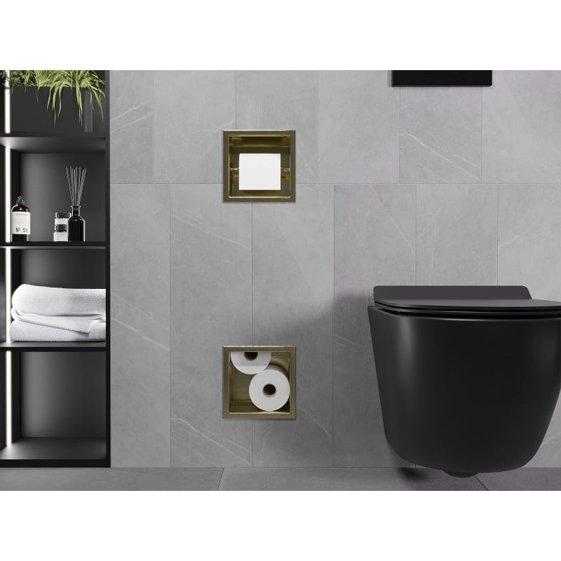 Mexen X-Wall-BP tualetinio popieriaus laikiklis su dėtuve, auksinis šlifuotas - 1954