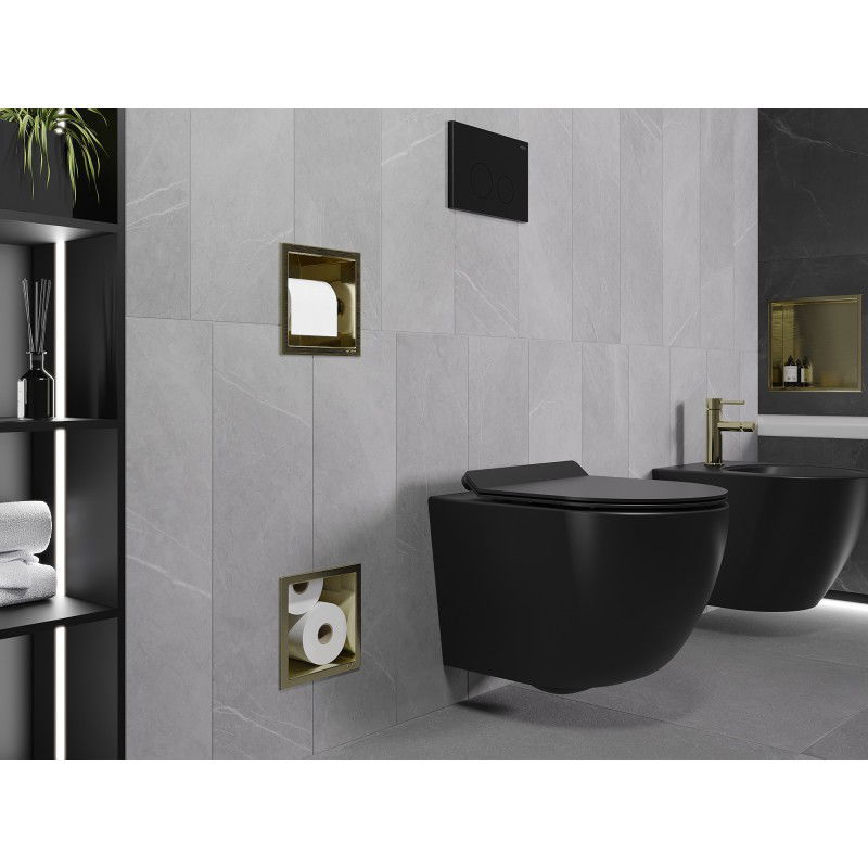 Mexen X-Wall-BP tualetinio popieriaus laikiklis su dėtuve, auksinis šlifuotas - 1954