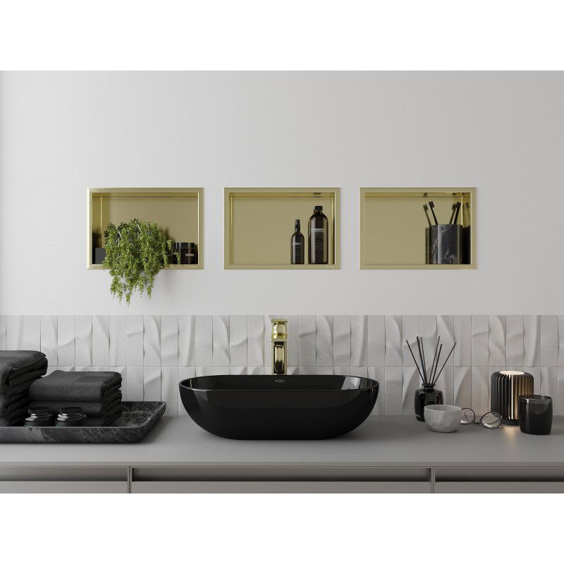 Mexen X-Wall-R nišinė lentyna su apvadu 30 x 20 cm, aukso šlifuota - 1950302010