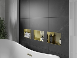 Mexen X-Wall-NR įleidžiama lentyna be briaunos 30 x 20 cm, auksinis šlifuotas - 1951302010