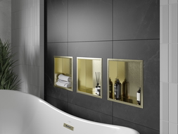 Mexen X-Wall-R nišinė lentyna su apvadu 30 x 30 cm, šlifuoto aukso spalvos - 1950303010