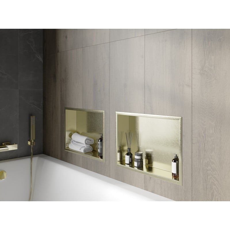 Mexen X-Wall-R nišinė lentyna su apvadu 45 x 30 cm, aukso spalvos šlifuota - 1950453010