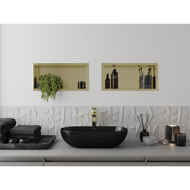 Mexen X-Wall-R nišinė lentyna su apvadu 45 x 20 cm, auksinė šlifuota - 1950452010