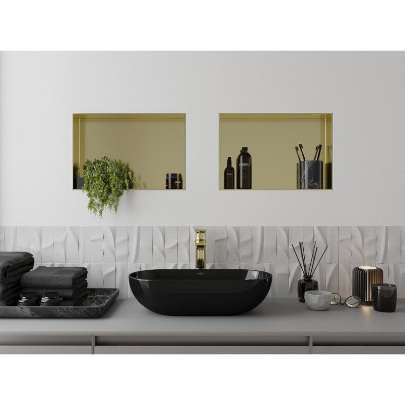 Mexen X-Wall-NR lentyna sienoje be apvado 45 x 30 cm, aukso spalvos šlifuota - 1951453010