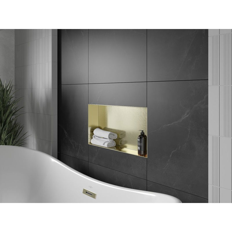 Mexen X-Wall-NR nišinė lentyna be flanšo 60 x 30 cm, šlifuoto aukso - 1951603010