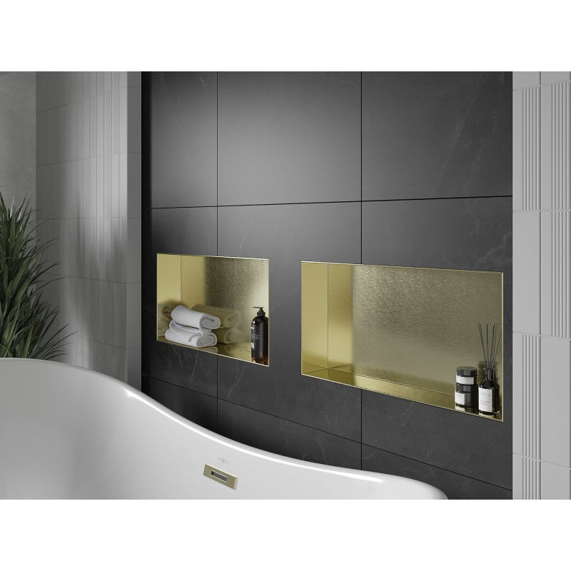 Mexen X-Wall-NR nišinė lentyna be flanšo 60 x 30 cm, šlifuoto aukso - 1951603010