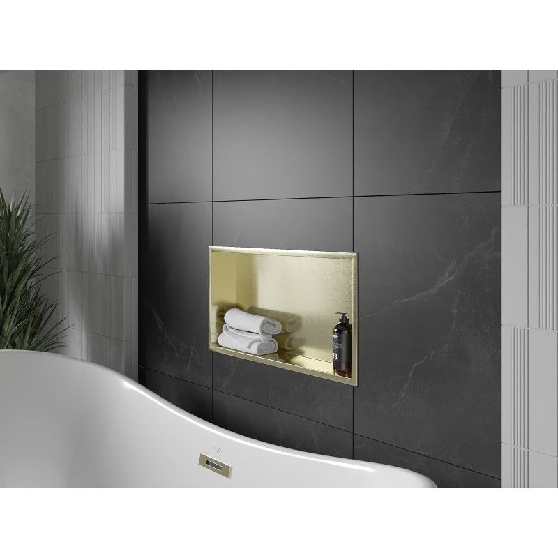 Mexen X-Wall-R nišinė lentyna su apvadu 60 x 30 cm, šlifuotas auksas - 1950603010