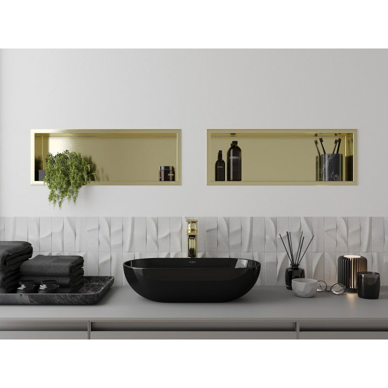 Mexen X-Wall-R nišinė lentyna su apvadu 60 x 20 cm, auksinė šlifuota - 1950602010