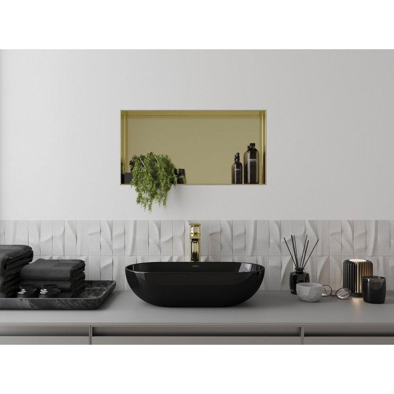 Mexen X-Wall-NR nišinė lentyna be flanšo 60 x 30 cm, šlifuoto aukso - 1951603010