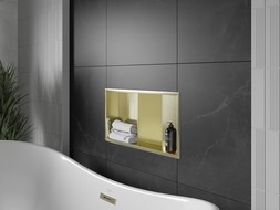 Mexen X-Wall-R nišinė lentyna su apvadais ir lentyna 60 x 30 cm, aukso spalvos šlifuota - 1950603010S