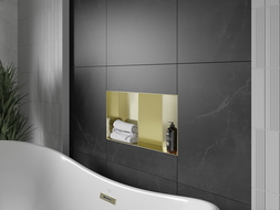 Mexen X-Wall-NR nišinė lentyna be apvado su lentyna 60 x 30 cm, auksinė šlifuota - 1951603010S