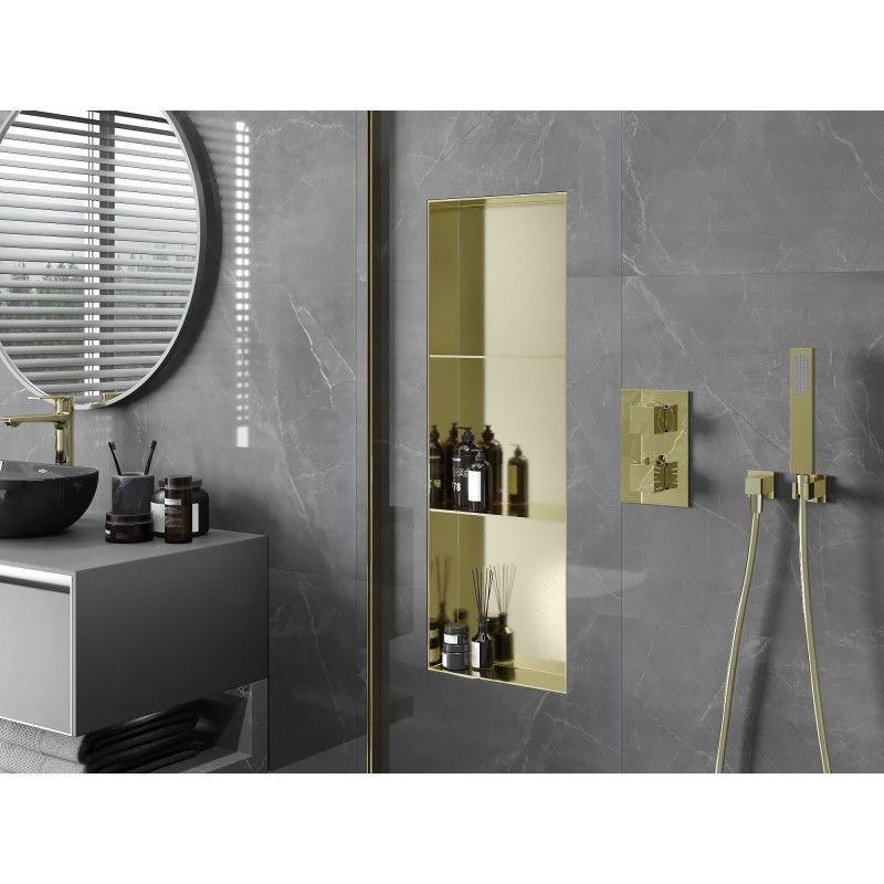 Mexen X-Wall-NR lentynėlė nišinė be briaunos su lentynėle 90 x 30 cm, auksinė šlifuota - 1951903010S