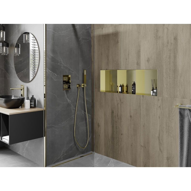 Mexen X-Wall-NR lentynėlė nišinė be briaunos su lentynėle 90 x 30 cm, auksinė šlifuota - 1951903010S