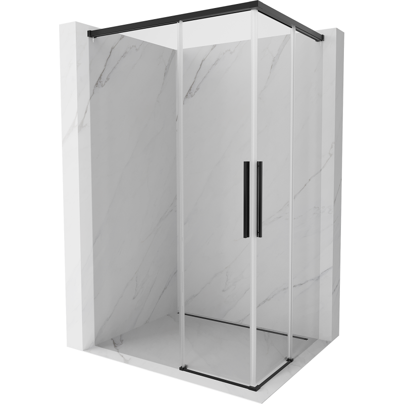 Mexen Rox Duo stumdomos dušo durys 100 x 85 cm, permatomos, juodos - 8C2D-100-085-70-00