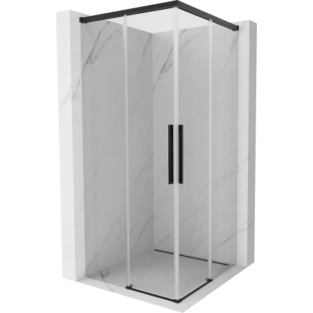 Mexen Rox Dviguba stumdomoji dušo kabina 100 x 100 cm, permatoma, juoda - 8C2D-100-100-70-00