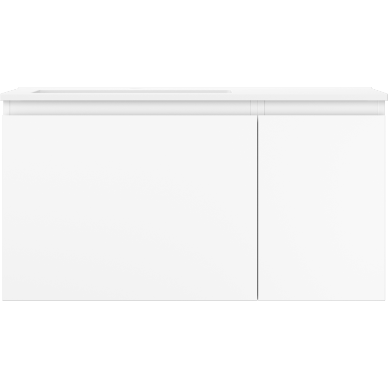 Mexen Orio vonios kambario spintelė 90 cm su Otis kairine kriaukle, 1S, 1D, balta matinė - 91A13-09047-3-BBFF01-W18L01