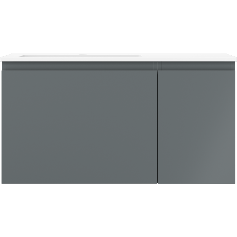 Mexen Orio vonios spintelė 90 cm su Otis kriaukle kairėje, 1S, 1D, grafito matinė/balta matinė - 91A13-09047-3-BBFF66-W18L01