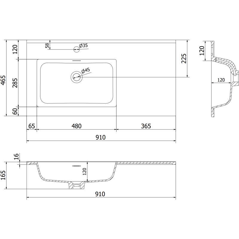 Mexen Orio vonios kambario spintelė 90 cm su Otis kairiojo kriaukle, 1S, 1D, juoda mat - 91A13-09047-3-BBFF71-W18L71