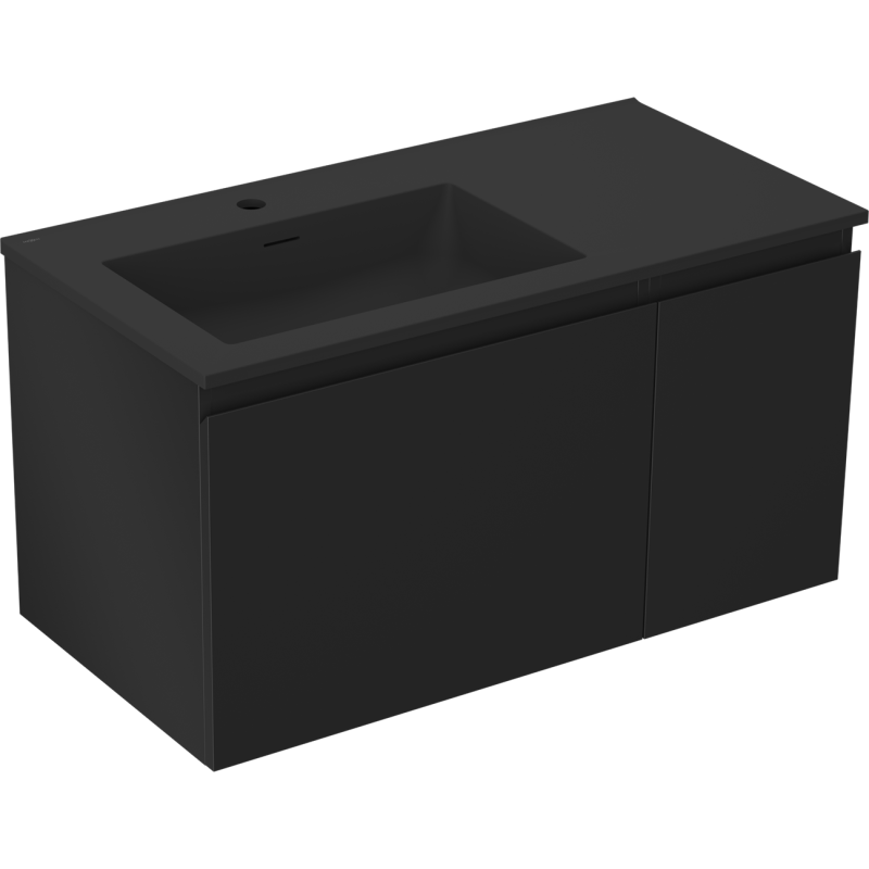 Mexen Orio vonios kambario spintelė 90 cm su Otis kairiojo kriaukle, 1S, 1D, juoda mat - 91A13-09047-3-BBFF71-W18L71