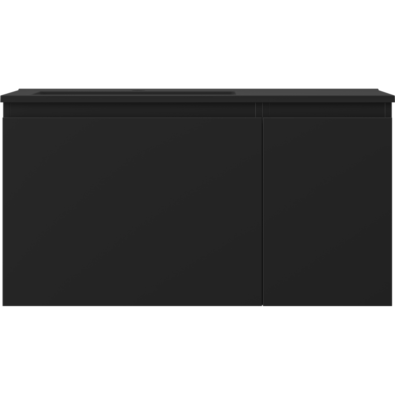 Mexen Orio vonios kambario spintelė 90 cm su Otis kairiojo kriaukle, 1S, 1D, juoda mat - 91A13-09047-3-BBFF71-W18L71