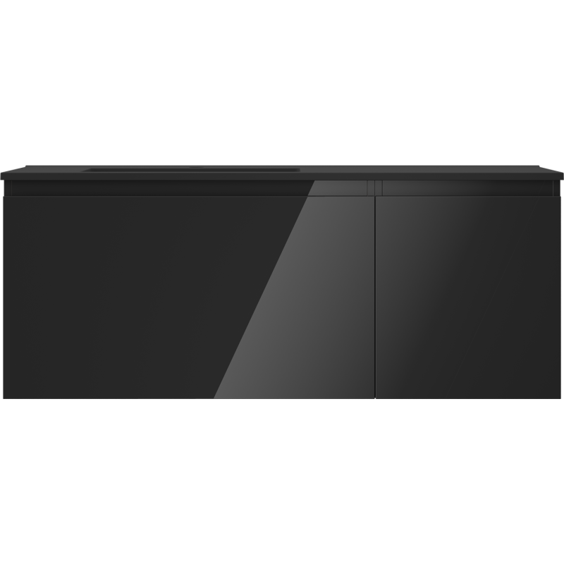 Mexen Orio vonios spintelė 120 cm su Otis kriaukle kairine, 1S, 1D, juoda blizgi/juoda matinė - 91A13-12047-3-BBFF70-W18L71