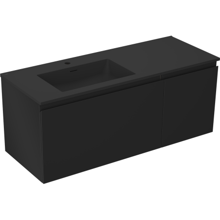 Mexen Orio vonios spintelė 120 cm su kairiuoju Otis praustuvu, 1S, 1D, juodas matinis - 91A13-12047-3-BBFF71-W18L71