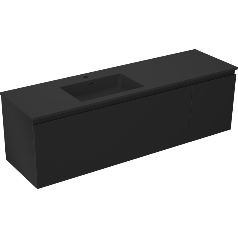 Mexen Orio vonios spintelė 160 cm su Otis kairysis praustuvu, 1S, 1D, juoda matinė - 91A13-16047-3-BBFF71-W18L71