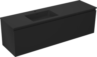 Mexen Orio vonios spintelė 160 cm su Otis kairysis praustuvu, 1S, 1D, juoda matinė - 91A13-16047-3-BBFF71-W18L71