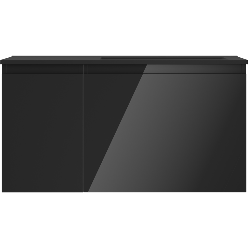 Mexen Orio vonios spintele 90 cm su praustuvu Otis dešinine, 1S, 1D, juodas blizgus/juodas matinis - 91A13-09047-3-BBFF70-W18P71