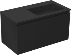 Mexen Orio vonios kambario spintelė 90 cm su Otis kriaukle dešinėje, 1S, 1D, juoda matinė - 91A13-09047-3-BBFF71-W18P71