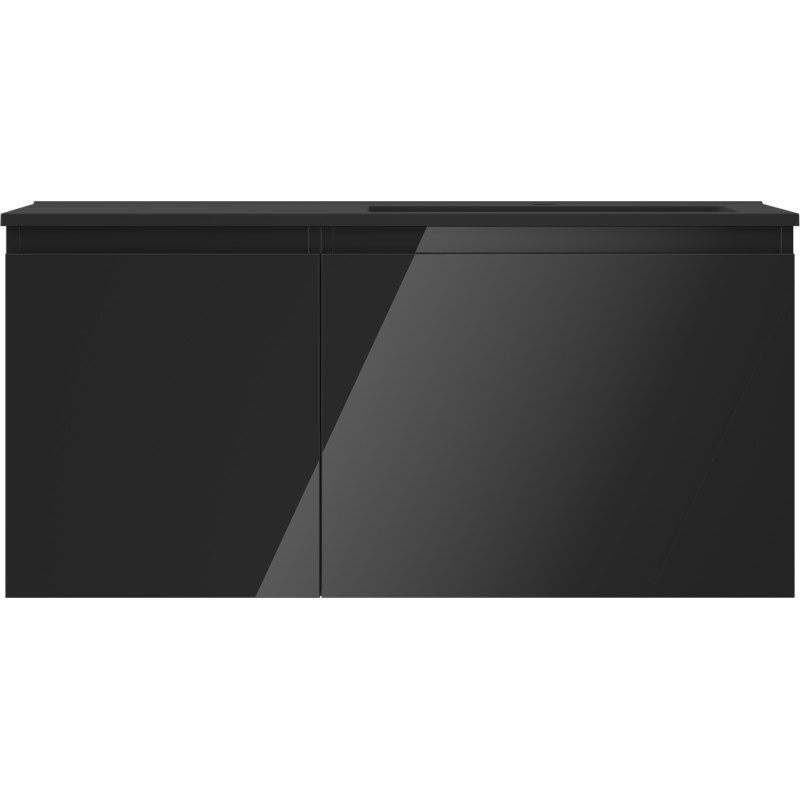 Mexen Orio vonios spintelė 100 cm su Otis dešiniu praustuvu, 1S, 1D, juoda blizgi/juoda matinė - 91A13-10047-3-BBFF70-W18P71