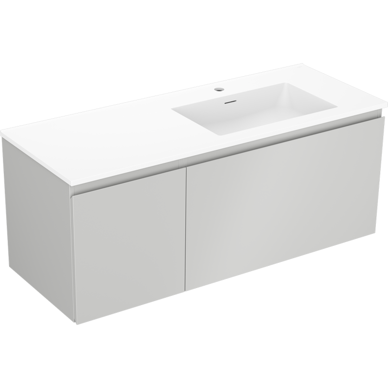 Mexen Orio vonios spintelė 120 cm su kriaukle Otis dešinė, 1S, 1D, pilka matinė/balta matinė - 91A13-12047-3-BBFF62-W18P01