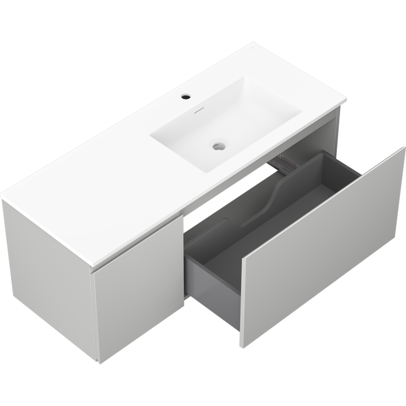 Mexen Orio vonios spintelė 120 cm su kriaukle Otis dešinė, 1S, 1D, pilka matinė/balta matinė - 91A13-12047-3-BBFF62-W18P01