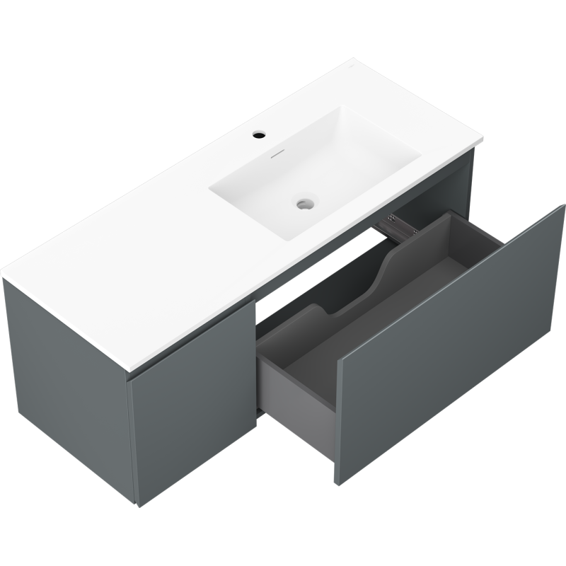 Mexen Orio vonios spintelė 120 cm su praustuvu Otis dešinėje, 1S, 1D, grafitas matinė/balta matinė