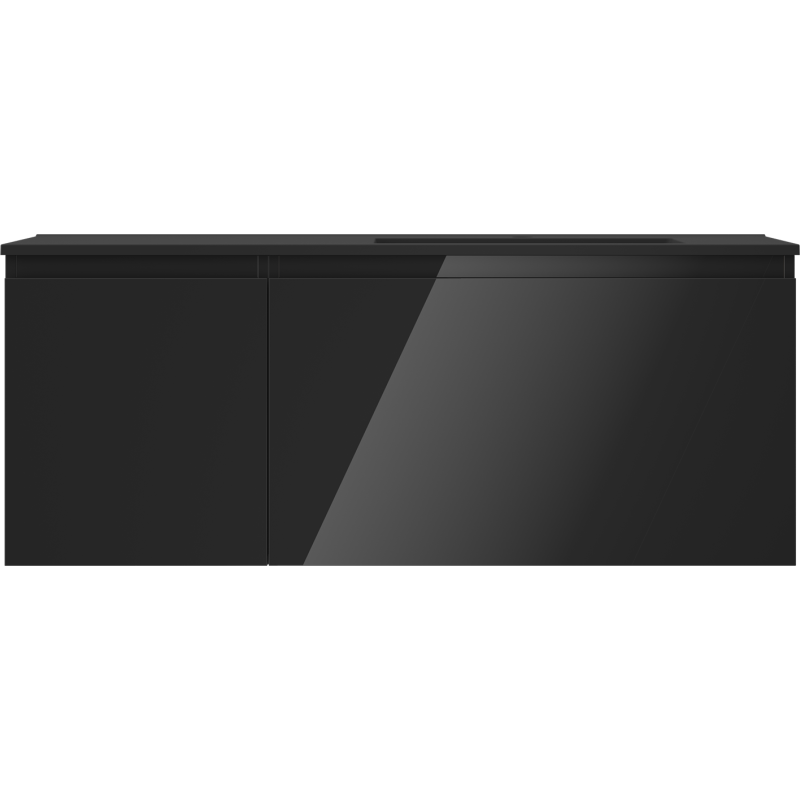 Mexen Orio vonios spintelė 120 cm su dešine kriaukle Otis, 1S, 1D, juodas blizgesys/juodas matinis - 91A13-12047-3-BBFF70-W18P71