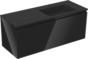 Mexen Orio vonios spintelė 120 cm su dešine kriaukle Otis, 1S, 1D, juodas blizgesys/juodas matinis - 91A13-12047-3-BBFF70-W18P71