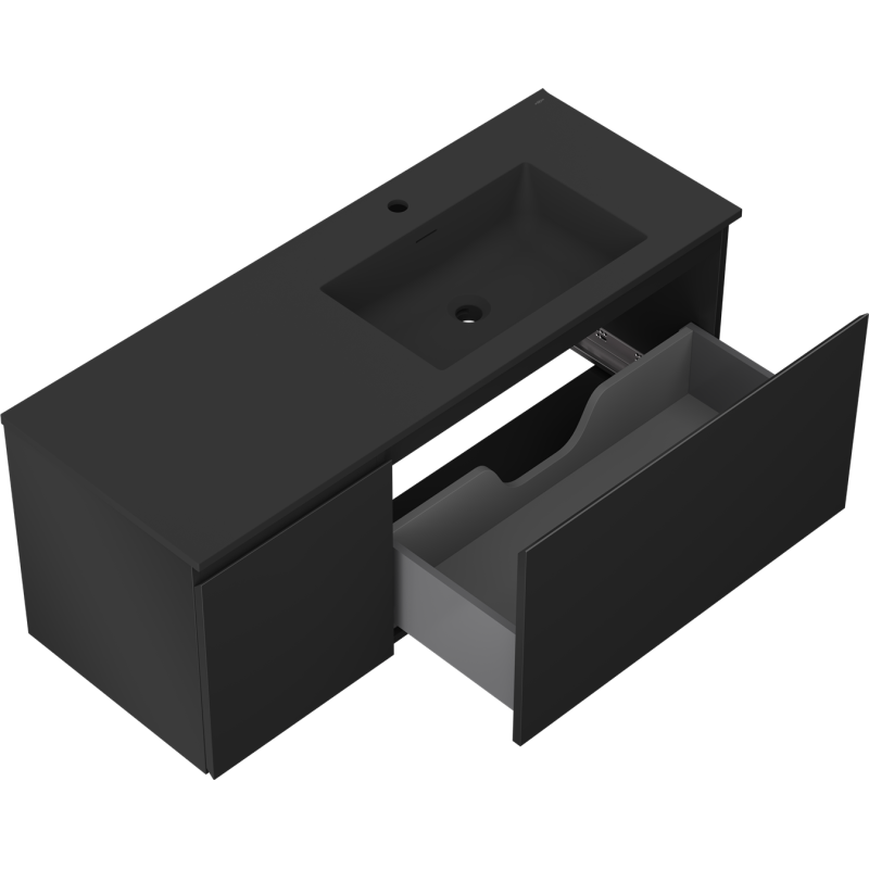 Mexen Orio vonios spintelė 120 cm su Otis dešine kriaukle, 1S, 1D, juoda matinė - 91A13-12047-3-BBFF71-W18P71