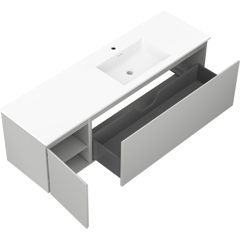 Mexen Orio vonios spintele 160 cm su dešine kriaukle Otis, 1S, 1D, pilka matiška - 91A13-16047-3-BBFF62-W18P01
