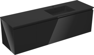 Mexen Orio vonios spintelė 160 cm su Otis dešiniu praustuvu, 1S, 1D, juodas blizgus/juodas matinis - 91A13-16047-3-BBFF70-W18P71