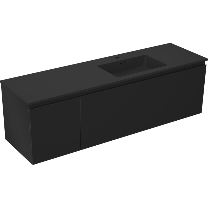 Mexen Orio vonios spintelė 160 cm su dešiniąja Otis kriaukle, 1S, 1D, juoda matinė - 91A13-16047-3-BBFF71-W18P71